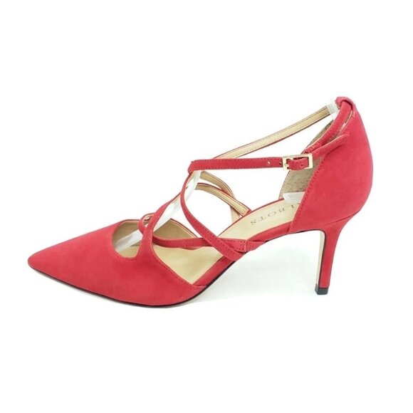Talbots Erica Heels Womens Strappy Pumps Red Suede Leather Brazil 8 M - Picture 1 of 10